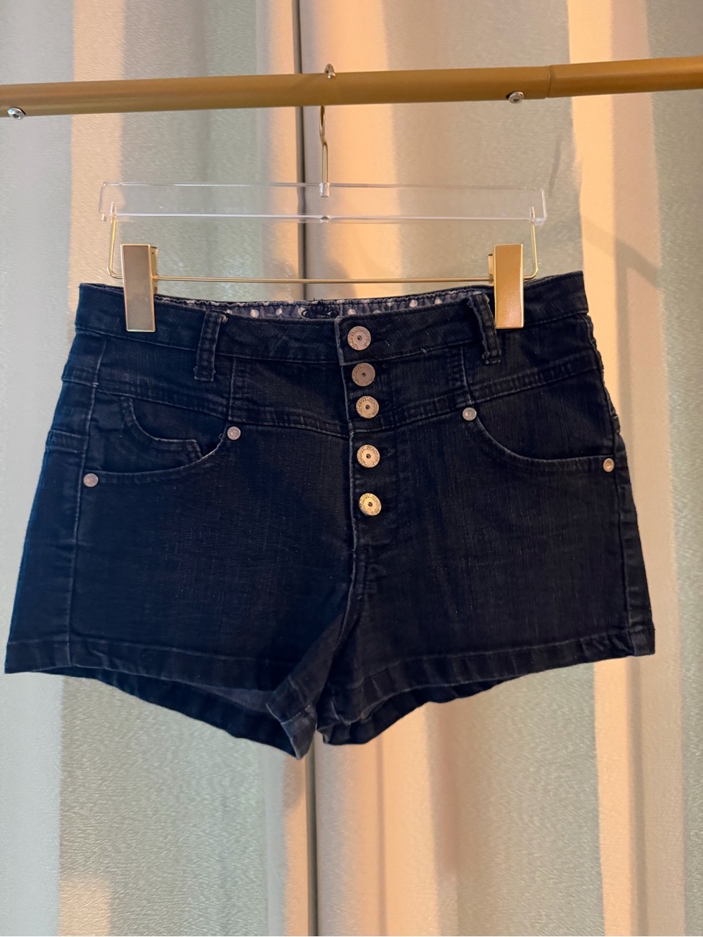 Almost Famous Black High-Waist Button-Front Denim Shorts